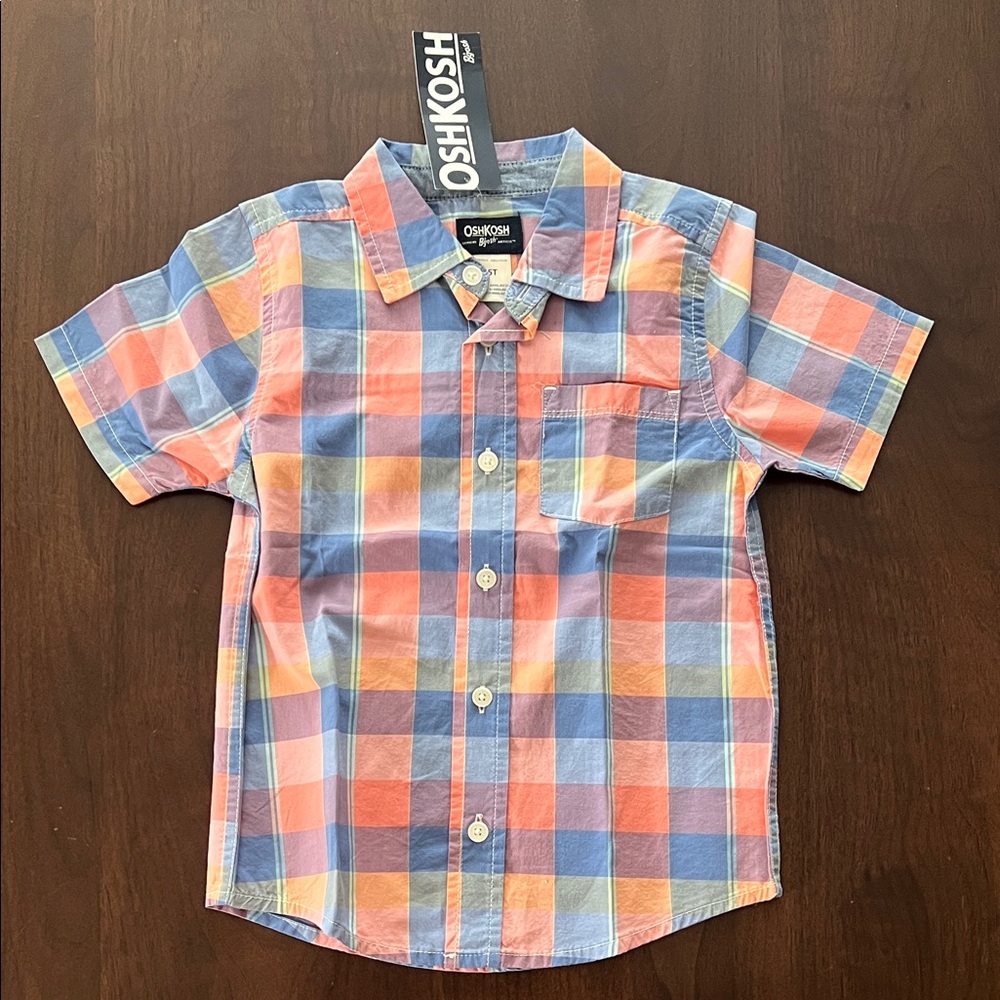 OshKosh B'gosh Kids Checkered Shirt - Blue, Orange, Pink